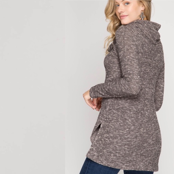 Cowl Neck Sweater in Charcoal - Picture 3 of 3